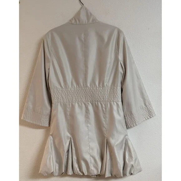 Women's Samuel Dong Champagne Ruffle Front Zippered Bubble Hem Coat Small - Picture 8 of 11